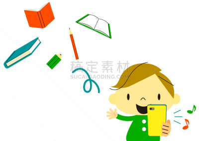 儿童,可爱的,专心,小学,简单,原生数字,便携式信息设备,童年,波普风,剪贴画