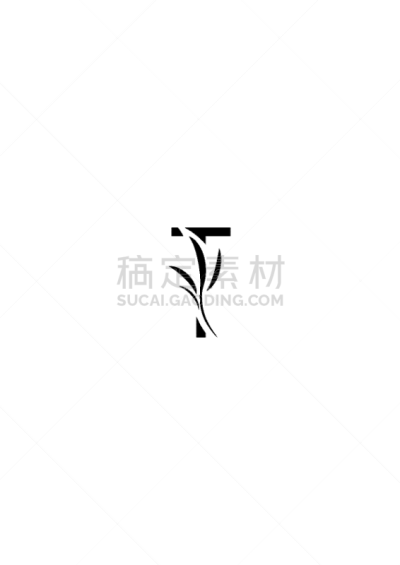 高雅,字母,叶子,英文字母T,模板,背景分离,设计,复古