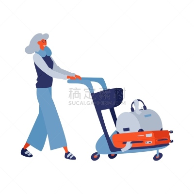 颈,行李,绘画插图,互联网,简单,白色背景,休闲装,微笑,旅行,绘制