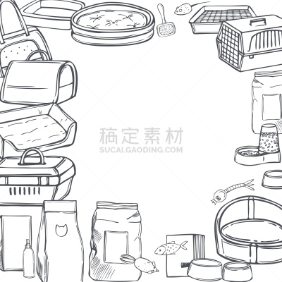 矢量,猫,背景,组物体,动物手,球体,背景分离,绘制,布置,坐