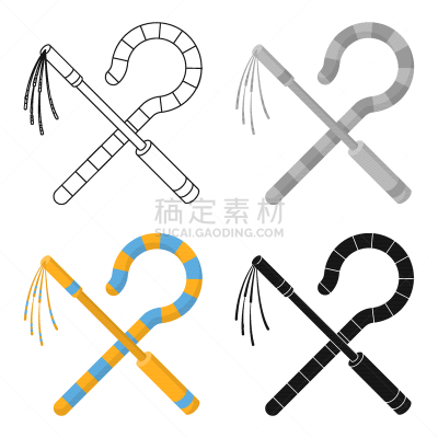 分离着色,连枷,漫画,高雅,图标,职权,古老的,法老,鞭毛,设计