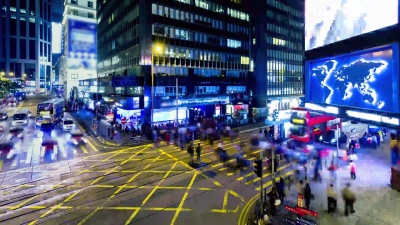  延时 铜锣湾香港市街道交叉路口的人