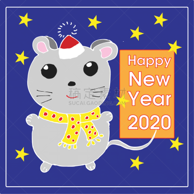 新年前夕,绘画插图,金属,矢量,老鼠,十二生肖,可爱的,请柬,2020,贺卡