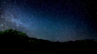 夜晚的银河系。流星雨延时摄影。