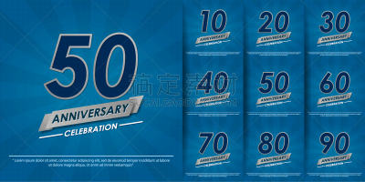 周年纪念,请柬,品牌名称,小册子,高雅,银色,蓝色背景,庆祝