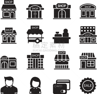 商店,建筑业,图标集,商务,图像,总部大楼,超级市场,中心,矢量,剪影