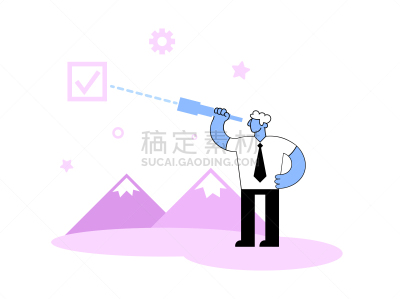 男商人,矢量,绘画插图,卡通,白色背景,透过窗户往外看,分离着色,平坦的,搜寻,解决