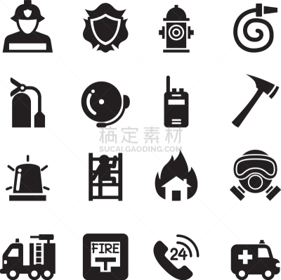 消防员,计算机图标,男人,混沌,意外事件,商务,图像,矢量,收集,剪影