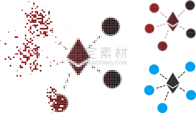 明亮,以太坊,像素化,计算机图标,网,商务,图表,点染,骨折