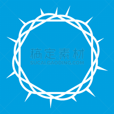 白色,棘冠,图标,分离着色,复活节,福音