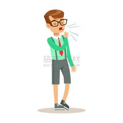 儿童,身体不适,痛苦,男孩,健康保健,咳嗽,生病,触摸,依靠
