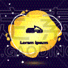 black line snowmobile icon isolated on dark blue