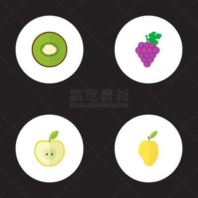 维生素,符号,扁平化设计,芒果,清新,食品,葡萄,甜点心,蜘蛛网,水果