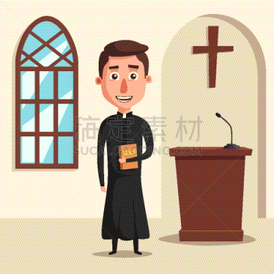 神父,动画片,青年人,制服,男人,法衣,父亲