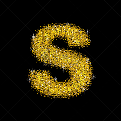 字体,英文字母S,金粉风格,金属质感,黄金,闪亮的,亮闪闪,华贵,地貌,庆祝
