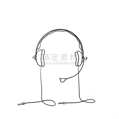 耳麦,乱画,耳机,矢量,绘画插图,技术,扬声器,音频存储介质,人的耳朵,草图