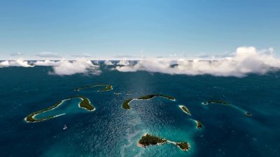 在热带岛屿和水下飞越海洋