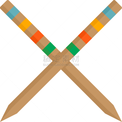 croquet stick icon flat style