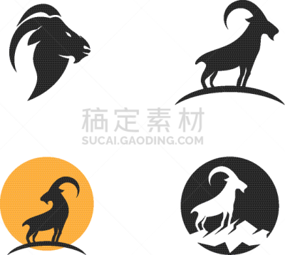 山羊,品牌名称,模板,商务,野生动物,哺乳纲,动物,有角的,剪影