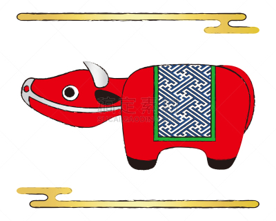 母牛,绘画插图,日本,小雕像,矢量,可爱的,华丽的,纸玩偶,新年前夕,食品