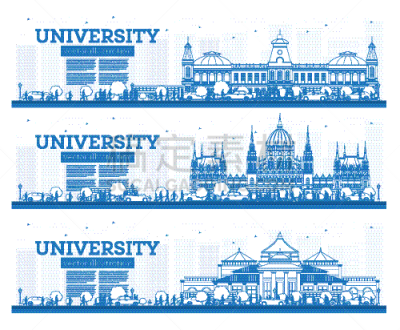 outline set university campus study banners
