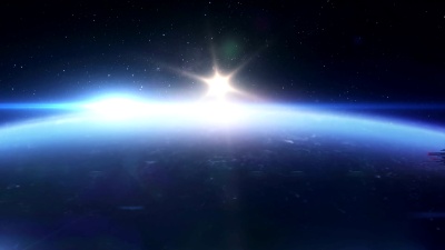 地球上空的太空船