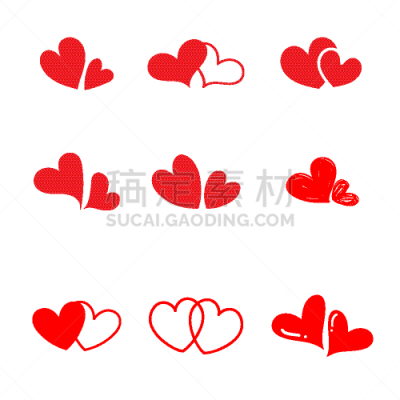 红色,心型,情人节卡,白昼,概念,婚礼,绘画插图,矢量,贺卡,一对
