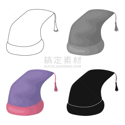 分离着色,白色,睡帽,图标,卡通,高雅,可爱的,夜晚,外衣,条纹
