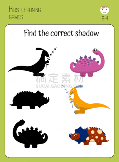 可爱的,阴影,卡通,恐龙,团体性运动,儿童,幼儿,秘密,纸牌,有序