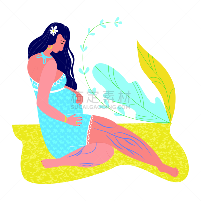 绘画插图,沙子,矢量,青年人,公寓,静脉曲张,女人,坐,怀孕