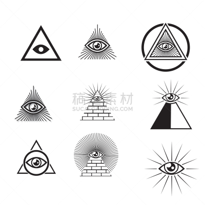 图标集,线条,高雅,平坦的,吉萨金字塔群,秘密,现代,埃及,剪影