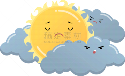 在之间,网络表情,悲哀,银色,不高兴的,云,太阳,白色,分离着色,黄色