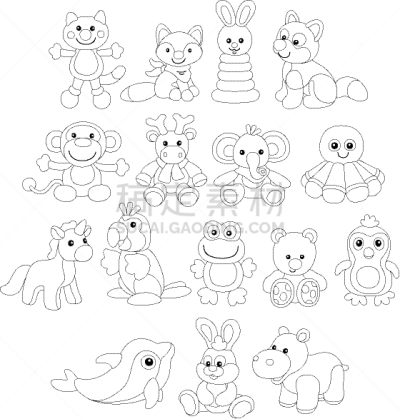 幽默,动物玩具,猴子,泰迪熊,华贵,玩具,青蛙,狗,小马,收集
