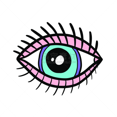 人的眼睛,绘画插图,卡通,符号,开着的,矢量,手,蓝色,粉色,绘制