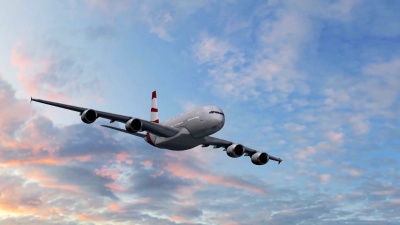 现代客机在空中飞行