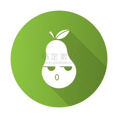 可爱的,梨,符号,可爱,性格,扁平化设计,长阴影,健康保健,清新,背景分离