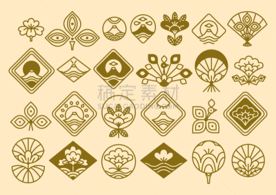 绘画插图,日本,符号,巨大的,矢量,传统,几何形状,背景分离,环境,荷花