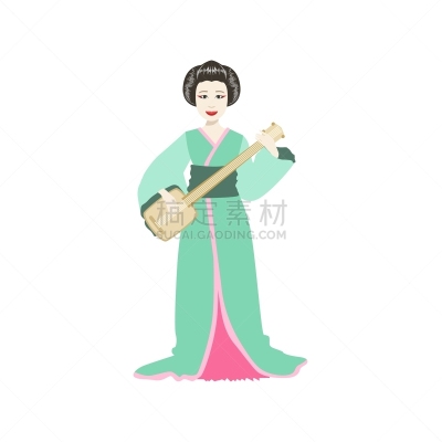三味线,进行中,日本,艺妓,国内著名景点,音乐,传统,和服,女人