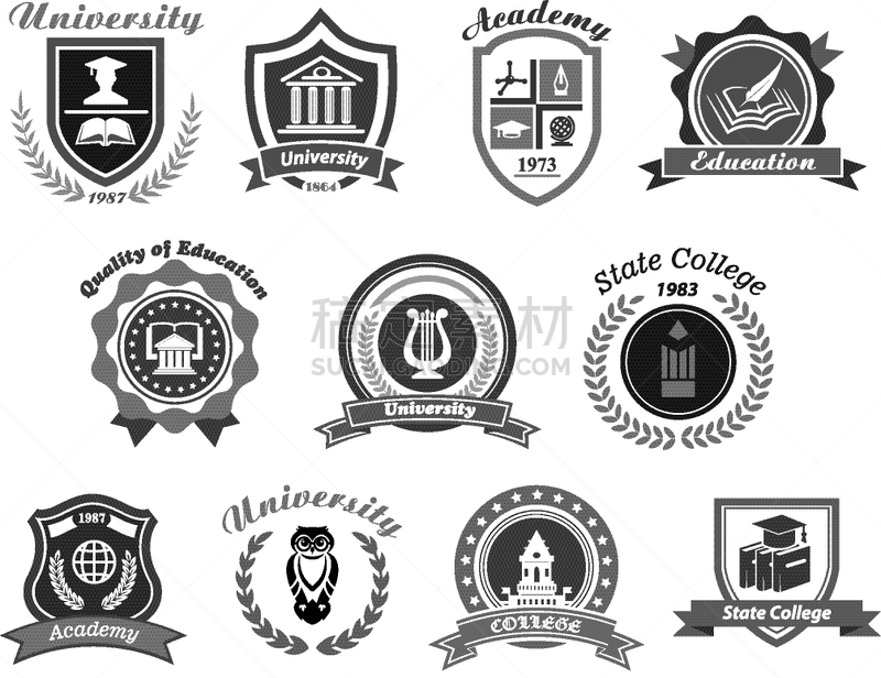 大学,州,计算机图标,分离着色,书,猫头鹰,竖琴,毕业,教育