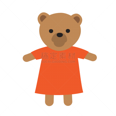 玩具,熊,绘画插图,连衣裙,乐趣,图标,可爱的,泰迪熊,背景分离,橙色