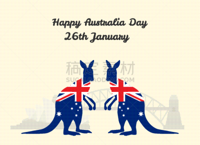Australia Day,一月,贺卡,幸福,分离着色,国内著名景点,白昼,红色,问候,庆祝