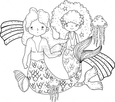 彩虹,水下,伴侣,美人鱼,可爱的,水瓶座,飘然,家庭,天气,女人