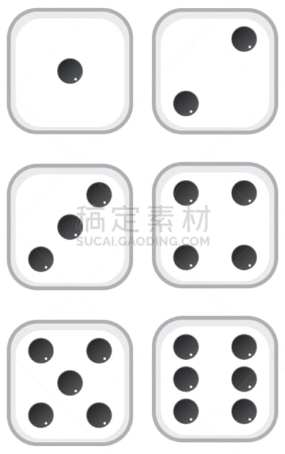 斑点,骰子,黑色,数字6,白色背景