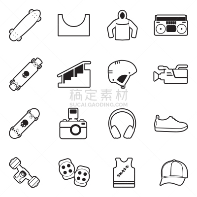 线条,滑板运动,矢量,绘画插图,计算机图标,运动,一个物体,耳麦,极限运动,半管