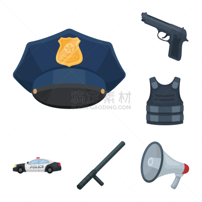 警官,办公室,漫画,舞台,计算机图标,分离着色,防弹背心,收集,监视