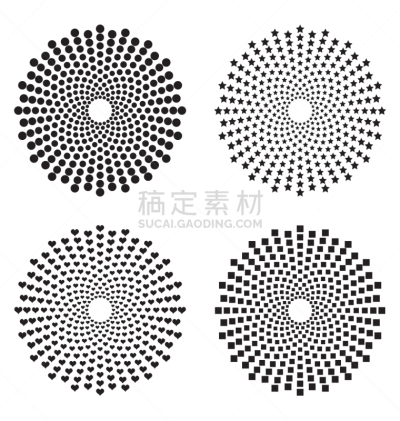 斑点,圆形,星形,正方形,动物心脏,螺线,点状,点染,收集,装饰