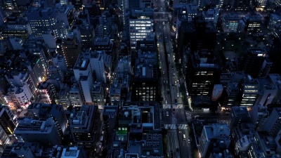 夜间商业区鸟瞰