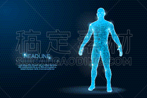 三维图形,接线框,蓝图,人,男人,形状,几何形状,轮廓,铁丝网