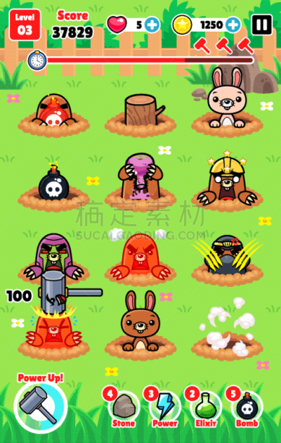 鼹鼠,游戏,组物体,可爱的,洞,图像,矢量,Ios,电子人,击打