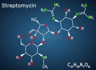 链霉素,分子,公式,黑色,平衡折角灯,互联网,蓝色背景,健康保健,化学